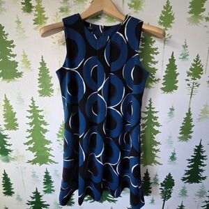 Alfani Blue and Black Circle Pattern Mini Dress